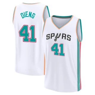 Men's Gorgui Dieng San Antonio Spurs White Fast Break 2021/22 Replica City Edition Jersey