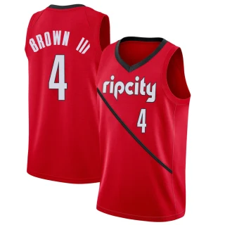 Men's Greg Brown III Portland Trail Blazers Red Swingman 2018/19 Jersey - Earned Edition