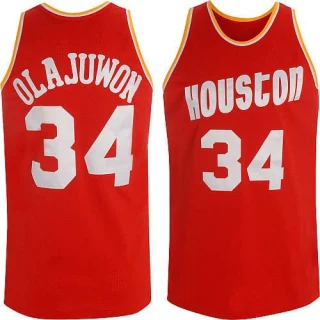 Men's Hakeem Olajuwon Houston Rockets Red Authentic Throwback Jersey