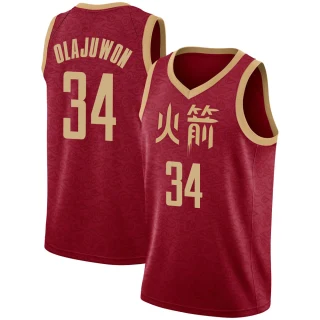Men's Hakeem Olajuwon Houston Rockets Red Swingman 2018/19 Jersey - City Edition
