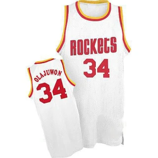 Men's Hakeem Olajuwon Houston Rockets White Authentic Throwback Jersey