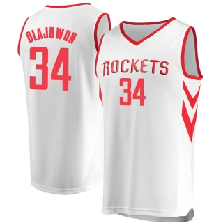 Men's Hakeem Olajuwon Houston Rockets White Fast Break Jersey - Association Edition