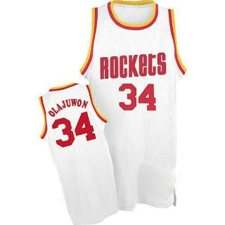 Men's Hakeem Olajuwon Houston Rockets White Swingman Throwback Jersey