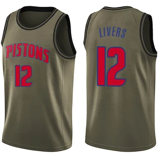 Men's Isaiah Livers Detroit Pistons Green Swingman Salute to Service Jersey