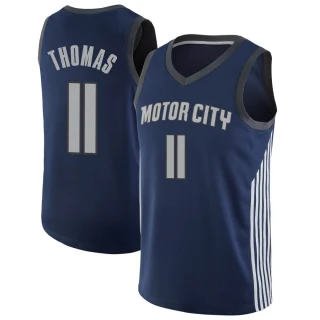 Men's Isiah Thomas Detroit Pistons Navy Swingman Jersey - City Edition