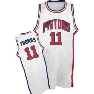 Men's Isiah Thomas Detroit Pistons White Authentic Throwback Jersey
