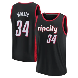 Men's Jabari Walker Portland Trail Blazers Black Fast Break 2021/22 Replica City Edition Jersey
