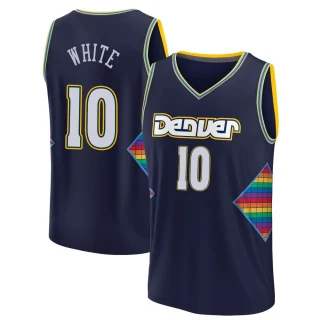 Men's Jack White Denver Nuggets White Fast Break Navy 2021/22 Replica City Edition Jersey