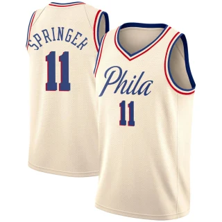 Men's Jaden Springer Philadelphia 76ers Cream Swingman Jersey - City Edition