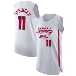 Men's Jaden Springer Philadelphia 76ers White Authentic 2022/23 City Edition Jersey