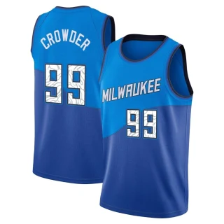 Men's Jae Crowder Milwaukee Bucks Blue Swingman 2020/21 Jersey - City Edition