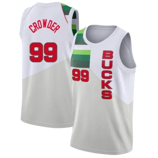 Men's Jae Crowder Milwaukee Bucks White Swingman 2018/19 Jersey - Earned Edition