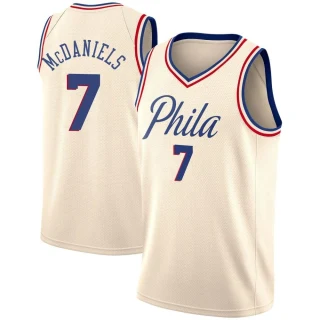 Men's Jalen McDaniels Philadelphia 76ers Cream Swingman Jersey - City Edition