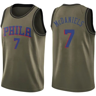 Men's Jalen McDaniels Philadelphia 76ers Green Swingman Salute to Service Jersey