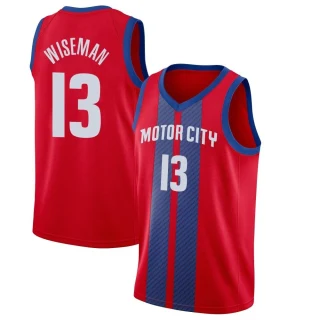 Men's James Wiseman Detroit Pistons Red Swingman 2019/20 Finished Jersey - City Edition