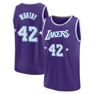 Men's James Worthy Los Angeles Lakers Purple Fast Break 2021/22 Replica City Edition Jersey