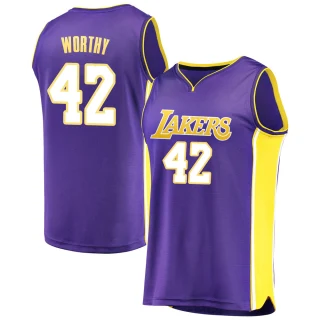 Men's James Worthy Los Angeles Lakers Purple Fast Break Jersey - Statement Edition