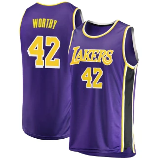 Men's James Worthy Los Angeles Lakers Purple Swingman 2018/19 Jersey - Statement Edition