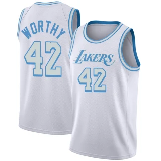Men's James Worthy Los Angeles Lakers White Swingman 2020/21 Jersey - City Edition