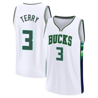 Men's Jason Terry Milwaukee Bucks White Fast Break 2021/22 Replica City Edition Jersey