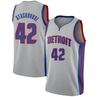 Men's Jerry Stackhouse Detroit Pistons Swingman Silver Jersey - Statement Edition