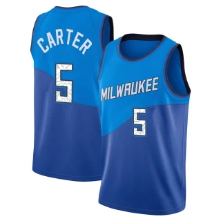 Men's Jevon Carter Milwaukee Bucks Blue Swingman 2020/21 Jersey - City Edition