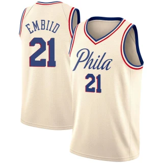 Men's Joel Embiid Philadelphia 76ers Cream Swingman Jersey - City Edition