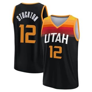 Men's John Stockton Utah Jazz Black Fast Break 2021/22 Replica City Edition Jersey