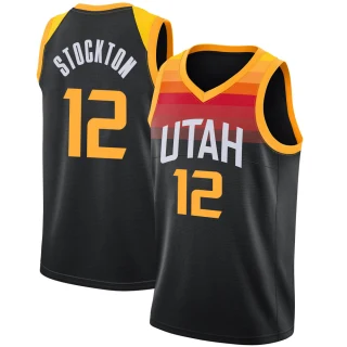 Men's John Stockton Utah Jazz Black Swingman Jaz 2021/22 Diamond Icon Edition Jersey