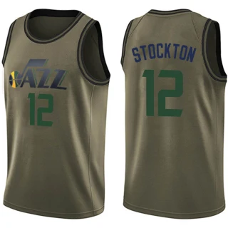 Men's John Stockton Utah Jazz Green Swingman Salute to Service Jersey
