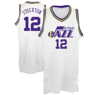 Men's John Stockton Utah Jazz White Authentic Throwback Jersey