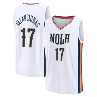 Men's Jonas Valanciunas New Orleans Pelicans White Fast Break 2021/22 Replica City Edition Jersey