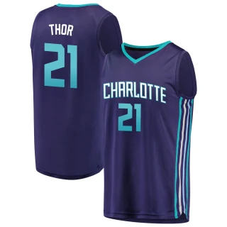 Men's JT Thor Charlotte Hornets Purple Fast Break Fanatics Brand Jersey - Statement Edition