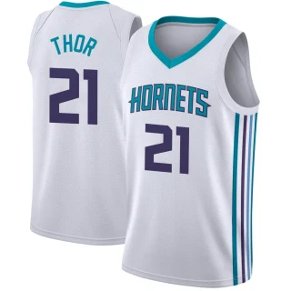 Men's JT Thor Charlotte Hornets White Swingman Jordan Brand Jersey - Association Edition