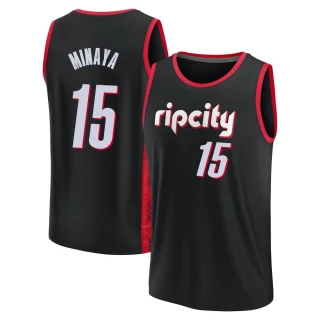 Men's Justin Minaya Portland Trail Blazers Black Fast Break 2021/22 Replica City Edition Jersey