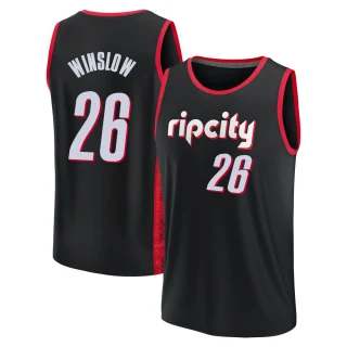 Men's Justise Winslow Portland Trail Blazers Black Fast Break 2021/22 Replica City Edition Jersey