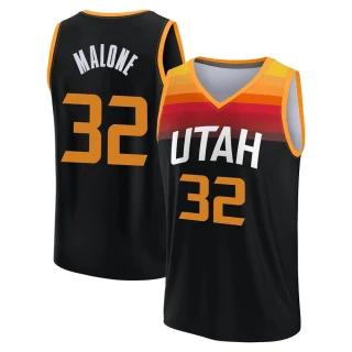 Men's Karl Malone Utah Jazz Black Fast Break 2021/22 Replica City Edition Jersey
