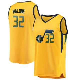 Men's Karl Malone Utah Jazz Gold Fast Break Jersey - Statement Edition