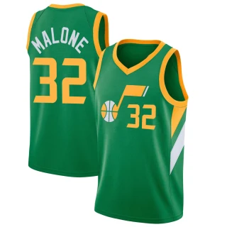 Men's Karl Malone Utah Jazz Green Swingman 2020/21 Jersey - Earned Edition