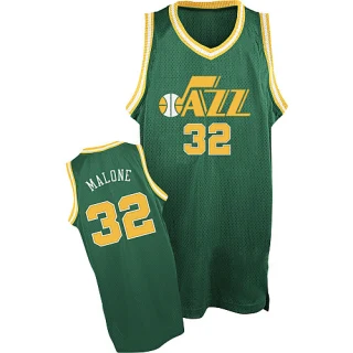 Men's Karl Malone Utah Jazz Green Swingman Throwback Jersey
