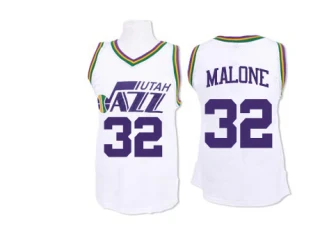 Men's Karl Malone Utah Jazz White Authentic Throwback Jersey