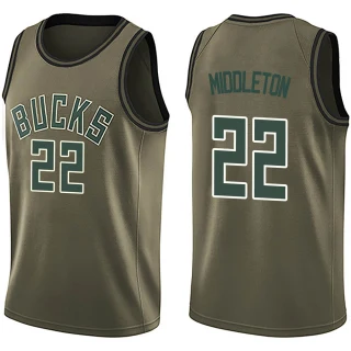 Men's Khris Middleton Milwaukee Bucks Green Swingman Salute to Service Jersey