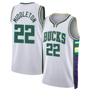 Men's Khris Middleton Milwaukee Bucks White Swingman 2021/22 City Edition Jersey