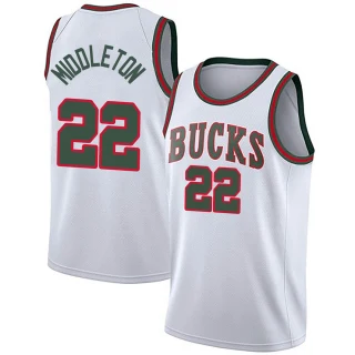 Men's Khris Middleton Milwaukee Bucks White Swingman Fashion Hardwood Classics Jersey