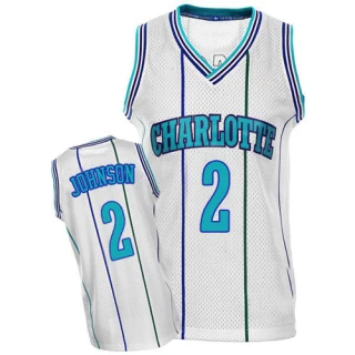 Men's Larry Johnson Charlotte Hornets White Authentic Throwback Jersey