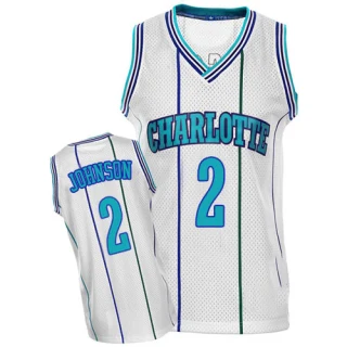 Men's Larry Johnson Charlotte Hornets White Swingman Throwback Jersey