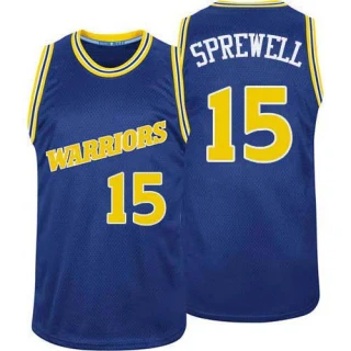 Men's Latrell Sprewell Golden State Warriors Blue Swingman Throwback 2015 The Finals Patch Jersey