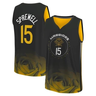 Men's Latrell Sprewell Golden State Warriors Gold Fast Break Black 2022/23 City Edition Jersey