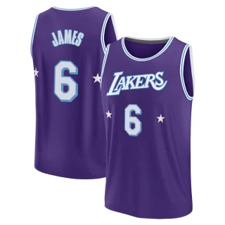 Men's LeBron James Los Angeles Lakers Purple Fast Break 2021/22 Replica City Edition Jersey