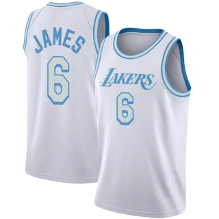 Men's LeBron James Los Angeles Lakers White Swingman 2020/21 Jersey - City Edition